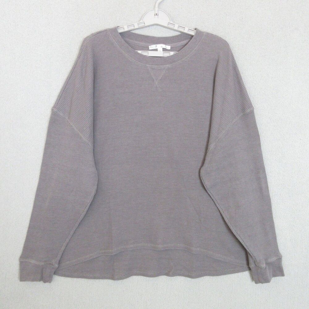 Seven7 Thermal Shirt Mens XXL Waffle Knit Crewneck Long Sleeve Gray Pullover